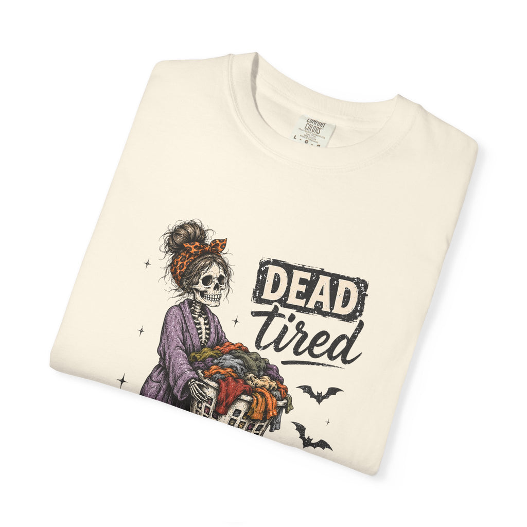 Dead Tired Skeleton Mom Halloween Graphic Tee