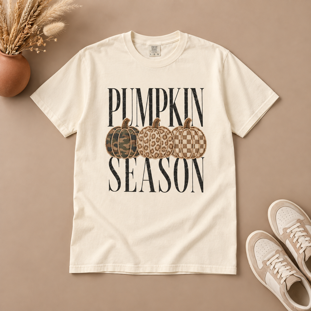 Pumpkin Season Camo & Leopard Graphic Tee