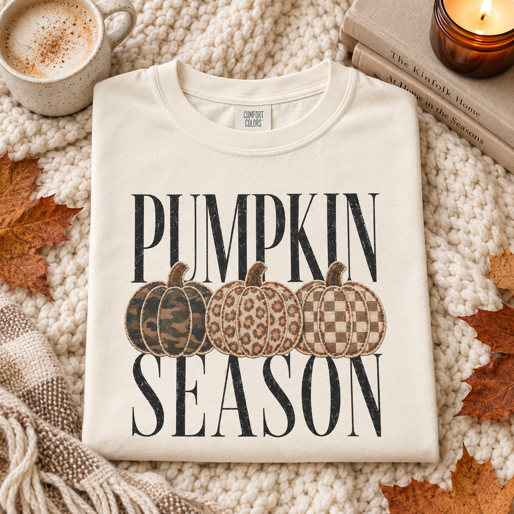 Pumpkin Season Camo & Leopard Graphic Tee