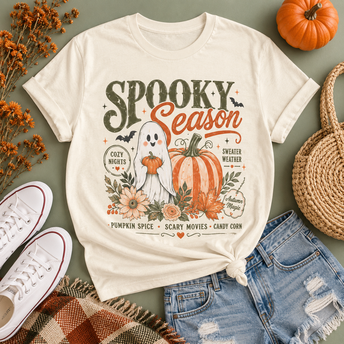 Spooky Season Essentials Vintage Halloween Graphic Tee