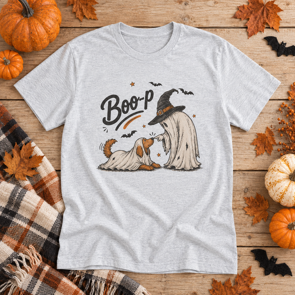 Boo-P Ghost & Dog Halloween Graphic Tee