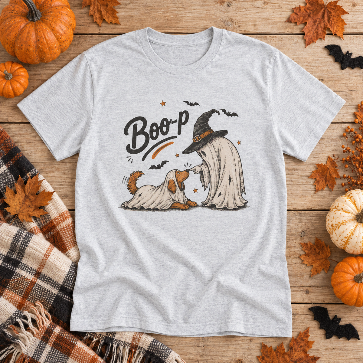 Boo-P Ghost & Dog Halloween Graphic Tee