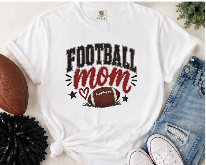 Football Mom Shirt | Game Day Graphic Tee | Cute Football Mama T-Shirt | Black, White, Pepper & Ivory