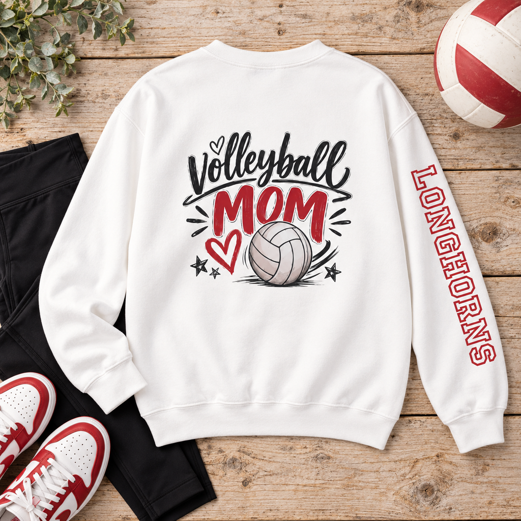 Kimball Longhorns Volleyball Mom Graphic Sweatshirt
