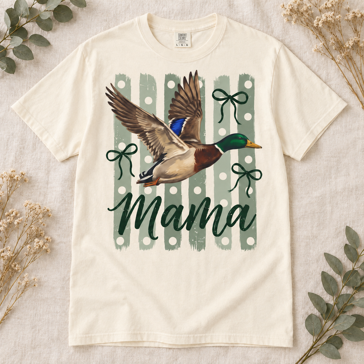 Duck Mama Sage Bow Graphic Tee