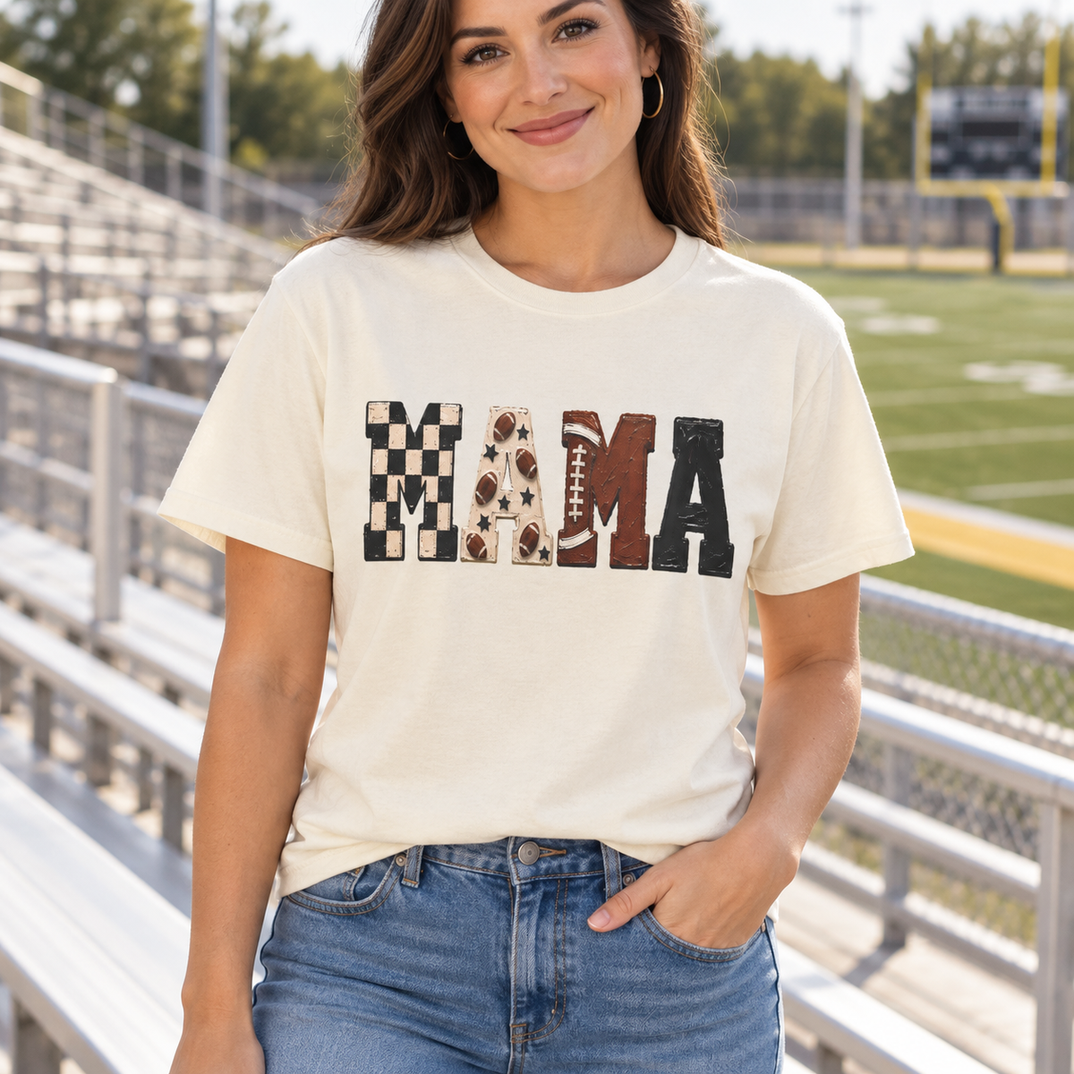 MAMA Checkered Football Graphic Tee