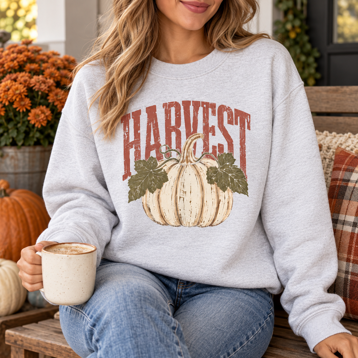 Vintage Harvest Pumpkin Crewneck Sweatshirt